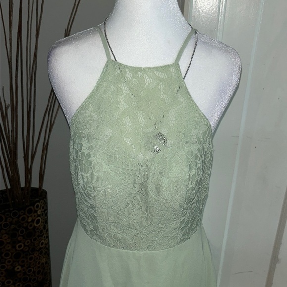 Azazie Green Halter Sundress for Prom - Picture 2 of 12